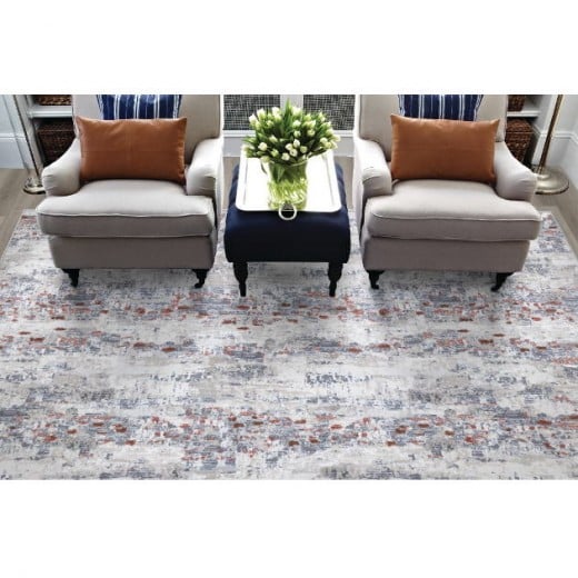 Custom Pixel Steel Blue, 68% SD Royaltron polypropylene and 32% Polysilk Area Rug