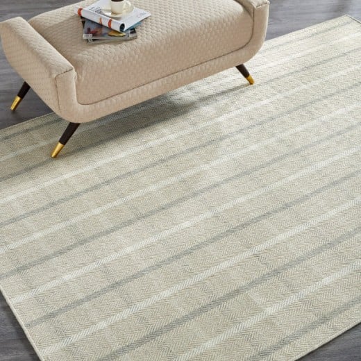 Custom Tattersall Pearl, 100% New Zealand Wool Area Rug