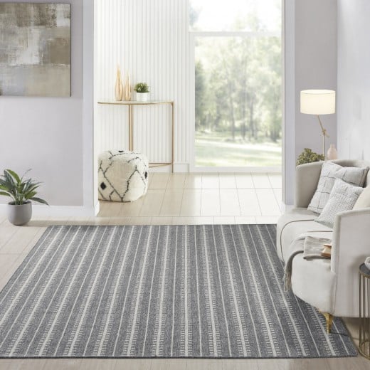 Custom Ticking stripe Midnight, 100% New Zealand Wool Area Rug