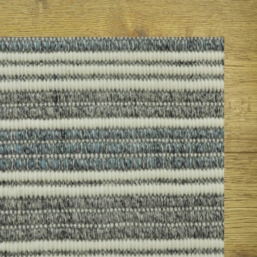 Custom Finnegan Stripe Spa, 100% New Zealand Wool Area Rug
