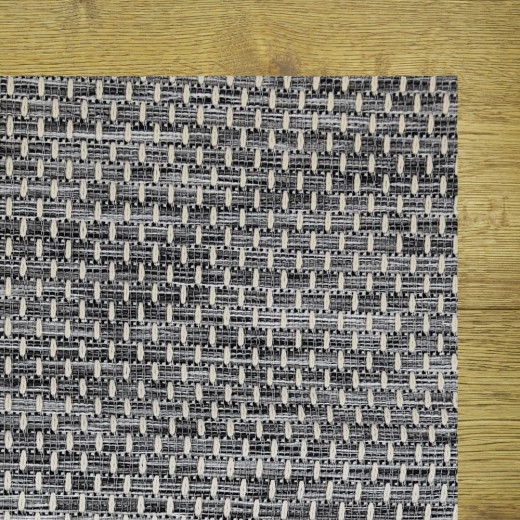 Custom Jet Set Vibe - Tuxedo, 100% UV Stabilized Royaltron polypropylene. Area Rug