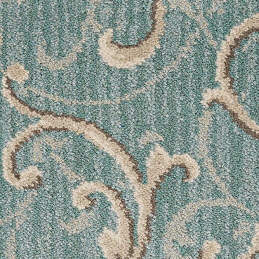 Custom Royalax II Scroll Stria Green Leaf, 80% Wool/20% Nylon Area Rug