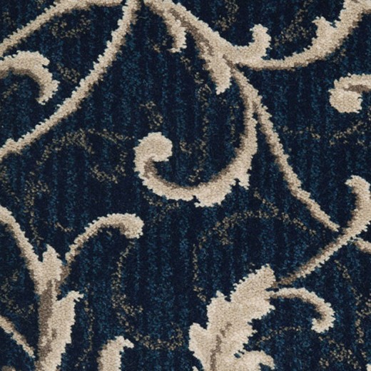 Custom Royalax II Scroll Stria Royal Blue, 80% Wool/20% Nylon Area Rug