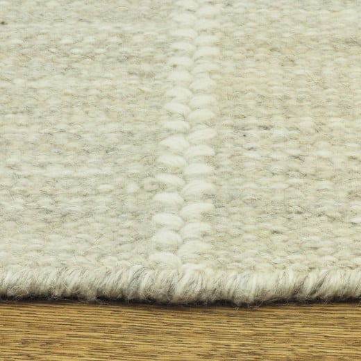Custom Stitchery Stripe Linen, 100% New Zealand Wool Area Rug