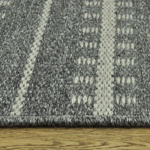 Custom Ticking stripe Midnight, 100% New Zealand Wool Area Rug