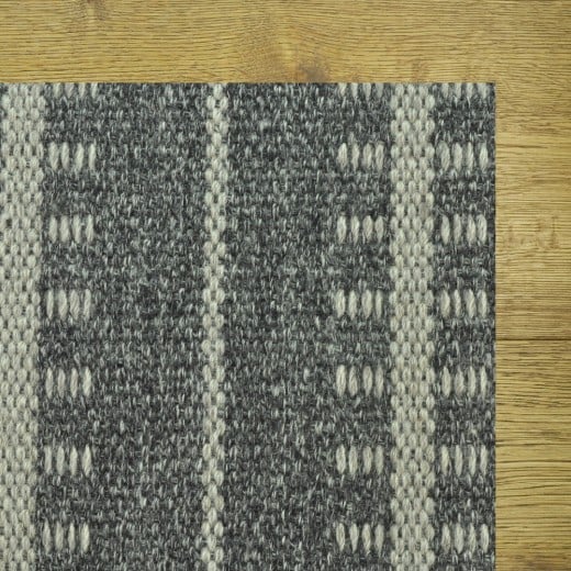 Custom Ticking stripe Midnight, 100% New Zealand Wool Area Rug