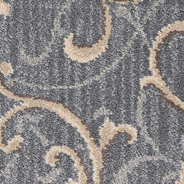 Custom Royalax II Scroll Stria London Fog, 80% Wool/20% Nylon Area Rug