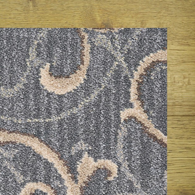 Custom Royalax II Scroll Stria London Fog, 80% Wool/20% Nylon Area Rug