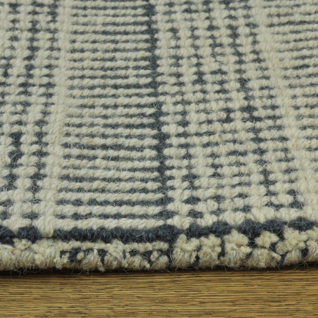 Custom Shazia Stripe Slate, 100% Wool Area Rug