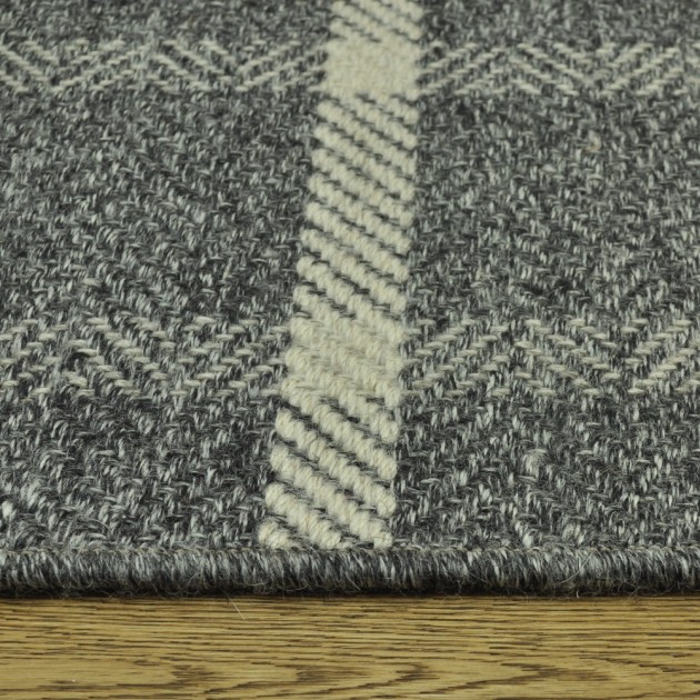 Custom Tattersall Midnight, 100% New Zealand Wool Area Rug