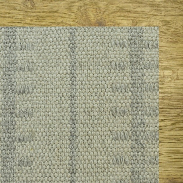 Custom Ticking stripe Pearl, 100% New Zealand Wool Area Rug