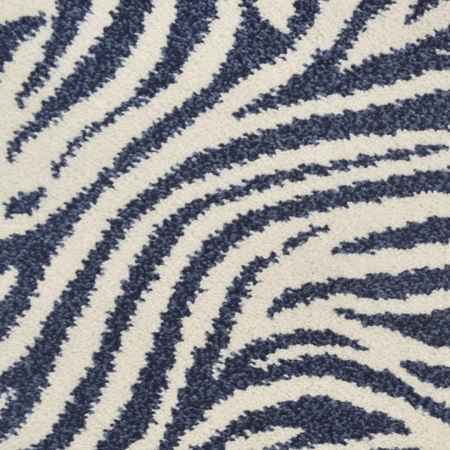 Custom Zebra Ax Blue, 80% Wool/20% Nylon Area Rug