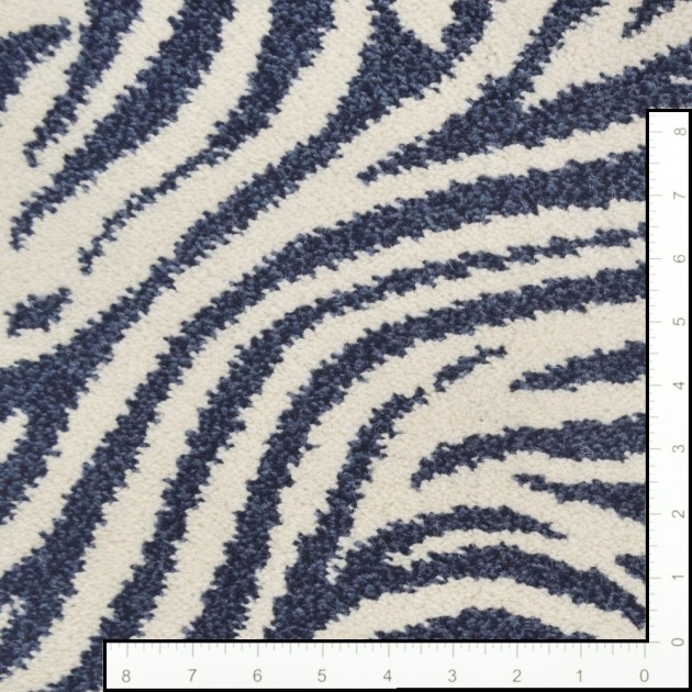 Custom Zebra Ax Blue, 80% Wool/20% Nylon Area Rug